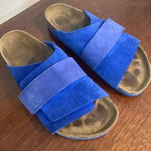 Birkenstock Kyoto unbuckle in blue. Worn condition but lots of life left in them